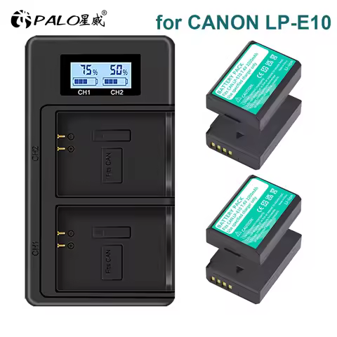 PALO 2200mAh LP-E10 LP E10 LPE10 Batteries+LCD USB Dual Charger for Canon EOS 1100D 1200D 1300D 4000