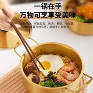 Korean Instant Noodle Pot Small Saucepan Household Stainless Steel Binaural Snail Rice Noodles Soup Pot Korean Instant N