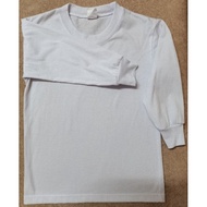 Baju Tshirt Putih Lengan Panjang Tanpa Kolar (NEW). Saiz 30.