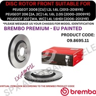 BREMBO GENUINE DISC BRAKE ROTOR (FRONT) FOR PEUGEOT 2008 [CU] '13-18YR / 206 [2A, 2C, CC] '00-09Y / 