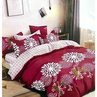 cadar queen with comforter maroon white flowers pattern queen bedsheet with comforter 7 in 1 set