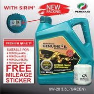 ORI NEW SIRIM PERODUA FULLY 0W20 3.5L ALZA BEZZA ARUZ MYVI ATIVA AXIA VIVA ENGINE OIL SYNTHETIC MINY