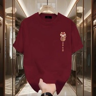 2024 Dragon CNY Quality Fashion Cotton Letter Printed Round Neck Short Sleeve T-shirt Loose Black Wh