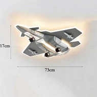 โคมไฟเพดานโคมไฟระย้าพัดลมเครื่องบินสร้างสรรค์สําหรับห้องนอนเด็กผู้ชาย รุ่น J35 Fighter Jet