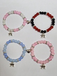 2 Piezas Pulseras De Cuentas De Colores A Juego Para Parejas, Pulseras De Amantes De La Araña, Joyas De Pulseras Con Dije De Corazón, Regalos Para Parejas De Larga Distancia, Novia, Novio, Alma Gemela, Regalo Del Día De San Valentín