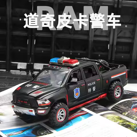 1:32 Dodge Ram Police Car Pickup Metal Car Model Vehicle For Boys Child Kids Toys Hobbies Collection