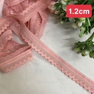 Elastic lace trim size 1.2cm to 1.8cm (5 meters)