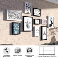 PRADO Malaysia Premium Wooden Wall 10 Photo Frame Decor for House Office Restaurant Airbnb Black Whi