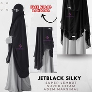 Jetblack jumbo hijab premium Arabic chiffon 2 Layer Dilara Hijab Solid Black Khimar Khimar Labuh Khi