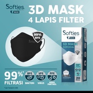 softies 3d surgical mask kf94 20 pcs - masker softies kf94 3d - hitam