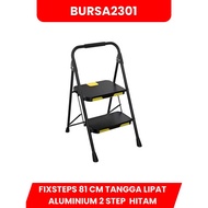 Fixsteps 81Cm Black 2-Step Aluminum Folding Ladder with Handle 2-Step Aluminum Ladder Multifunctiona