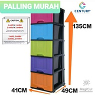 B9650 Century 5 Tier Plastic Drawer / Almari baju/ Storage Cabinet Multi Color B9650MC