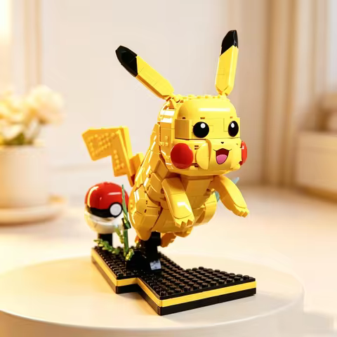 Hot Toys 2026 New 2050pcs Hot Game Magical Pet Pika Mouse Pocket Elf Poke Ball Building Blocks Model