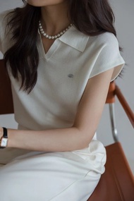 Áo Thun Nữ Vải Lanh Trắng Lyocell Tay Ngắn Dệt Kim Cổ Tròn Thời Trang Mùa Hè Hàng Đầu Từ Trung Quốc 