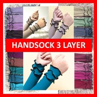 Handsock Triple Ruffle | Hand Sock Tiga Layer | Handsocks Ruffle 3 Lapis | Sarung Tangan Muslimah Ka
