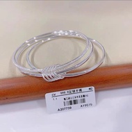 足银999纯银手镯三生三世铃铛纯银圈实心纯银女友节日礼物999 Pure Silver Bracelet with Three Lives and Three Ages Bell20250611