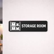 Minimalist 3D Wall-Mounted Storage Room Sign Black With White Letters And Shelf Icons Modern Style H
