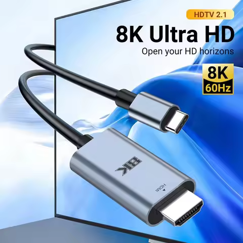 8K UHD Type-C to HDTV Cable with 8K 60Hz/4K 120Hz Perfect for Streaming Gaming Support iPhone 15 Ser