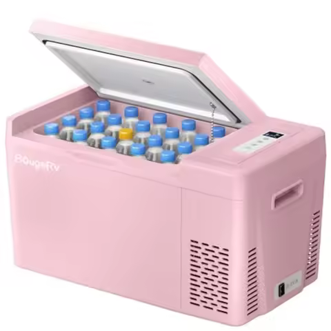 Pink 23Quart Portable Refrigerator 12 Volt Fridge 22L Portable Freezer Compressor Cooler 12/24V DC 1