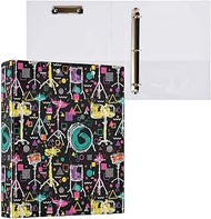 Drum Kit with Splashes and Decorative Geometric Elements 3 Ring Binder 1.5" Decorative D-Ring Binder