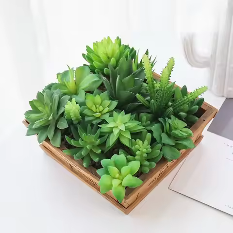 Green Artificial Succulents Plants Bonsai Christmas Home Garden Bedroom Decoration Fake Plants Flowe
