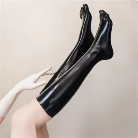 Latex Socks 5 Toes Short Rubber under knee middle stocking for Men Woemn Wear