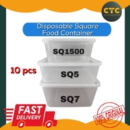 10 pcs Square Microwave Disposable Food Container / Bekas Makanan Segi / Bekas 1500, SQ5, SQ7/ 10pcs