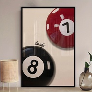 2D Flat, 2D Flat Single-size Poster, Canvas Print, Fashion Collage Apartment, Lucky 8 Ball, Style, C