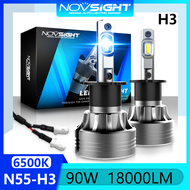 2 Bóng Novsight N55 H3 Bộ Bóng Đèn Pha LED Ô Tô 90W 18000LM 6500K Ánh Sáng Trắng Đèn LED Siêu Sáng C