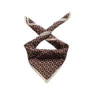 復古 CELINE 焦糖色凱旋門老花圖騰純棉手帕 口袋巾