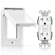 ELEGRP Outdoor GFCI Outlet with Cover, Weather Resistant GFCI Receptacle and Wall Plate, 20 Amp Self