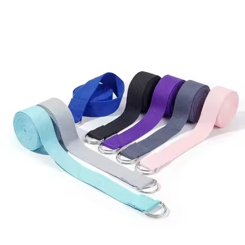 1.8mx3.8cm Yoga Strap Durable Cotton Exercise Straps Adjustable D-Ring Buckle Gives Flexibility for