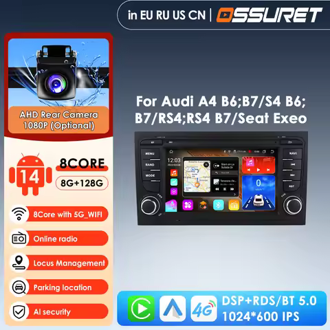 4G-LTE Carplay 7inch Android Car Radio GPS for Audi A4 B9 B8 B7 B6 S4 RS4 SEAT Exeo Multimedia RDS 2