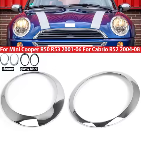 2Pcs/set Car Headlight Frame Headlamp Trim Ring Bezel For BMW Mini Cooper One R50 R53 2001-2006 Cabr