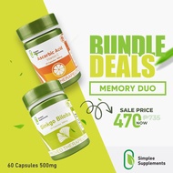 Simplee Supplements Memory Boost Duo Bundle – Ascorbic Acid + Ginkgo Biloba Capsules for Mental Clar
