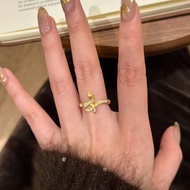 Dfdf Xiaohongshu Hot-selling Retro Brushed Red-Eyed Little Golden Snake Open Ring Female S925 Silver