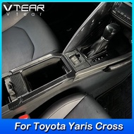 For Toyota Yaris Cross 2024 2025 Car Gear Frame Decorative Cover Cup Holder Frame Plastic Chrome Plating Carbon Fiber Pattern Automotive Interior Modification Parts Accessories