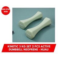 HIJAU Kinetic Set 2Pcs @ 3 Kg Active Dumbbell Neoprene Green Barbell Small Green Dumb Bell