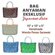 Bag Anyaman Sarawak / Japanese Lace Tote Beg Women / Bakul Anyaman PVC Handmade Wanita Penan