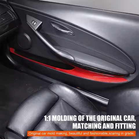 For BMW 6 Series E63 E64 2004-2009 Soft Carbon Fiber Car Door Storage Slot Panel Trim Sticker Interi