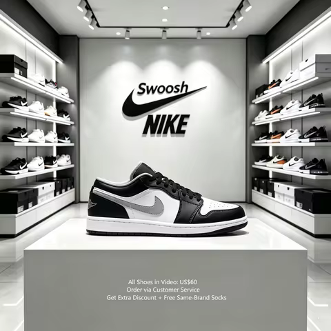 Nike unisex shoes Air Jordan 1 Low AJ1 black white grey shadow retro sneakers 553558-040