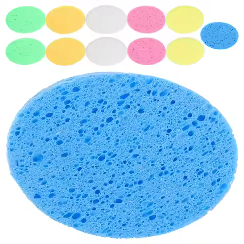 12Pcs Supple Cellulose Face Cleaning Sponge Oval Shape Facial Cleansing Sponges for Daily Makeup Rem