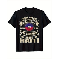 Haitian Funny Vintage Haiti Flag T-Shirt, Cotton Haitian T-Shirt for Men Women Dad Mom Family Friend