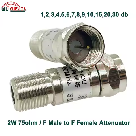 75 ohm DC-1.0GHz 2W F Male Plug to F Female Jack Connector TV Signal Attenuator RF Attenuator RF Acc
