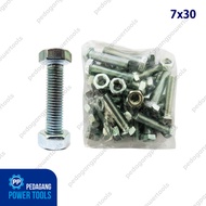 JP Bolt Nut M7 x 30 mm Contents 25 pcs White Key 11 Hexagon Screws BM 7x30 Bolt and Nut