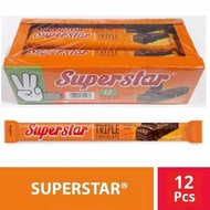 LZ SG SUPERSTAR TRIPLE WAFER CHOCOLATE 12pc x 16 gr/WAFER COKLAT SUPERSTAR SG