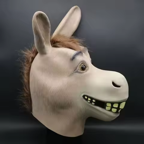 Funny Donkey Mask Masquerade Props Donkey Head Animals Masks Halloween Horror Ghost Latex Hood Cospl