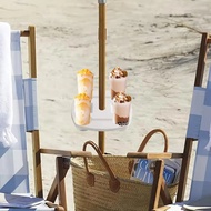 Patio Umbrella Table Tray Outdoor Umbrella Table Tray with 4 Cup Holders Beach Table Outdoor Umbrell