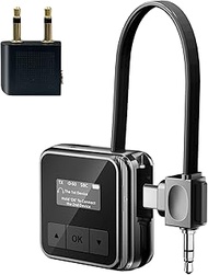 Bluetooth 5.3 Transmitter Adapter for Aircraft, 3.5 mm AUX + Type C 2-in-1 Interface Wireless Blueto