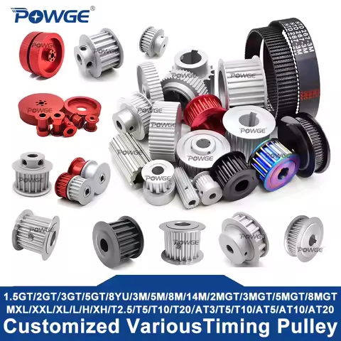POWGE Customized Timing Pulley Synchronous Belt MXL XL L H 3M 5M 8M 14M T2.5 T5 T10 1.5GT 2GT 3GT 5G